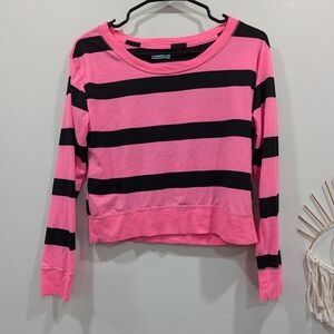 Bold Striped Pink and Black Crop Top